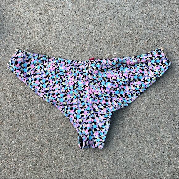 Victoria’s Secret Gold Strappy Neon Splatter Dot Bikini Bottoms - Picture 4 of 5